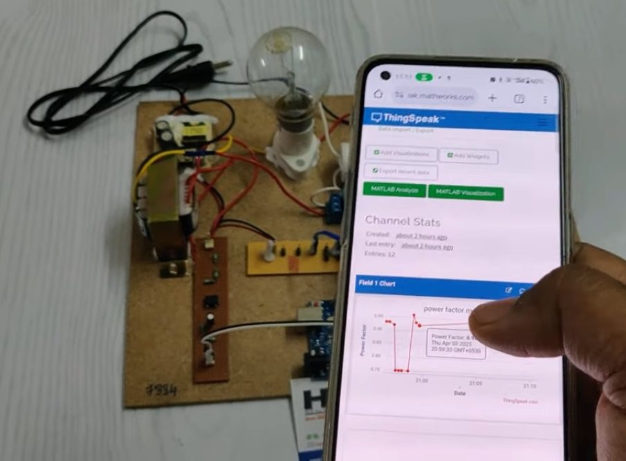 HVS-4877. Power Factor Monitoring and Correction - Thingspeak using Arduino UNO