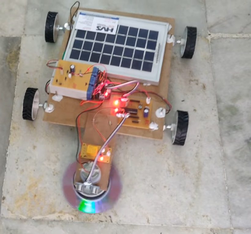 HVS-4844. Fully automatic solar grass cutter Using PIC Microcontroller and Ultrasonic sensor