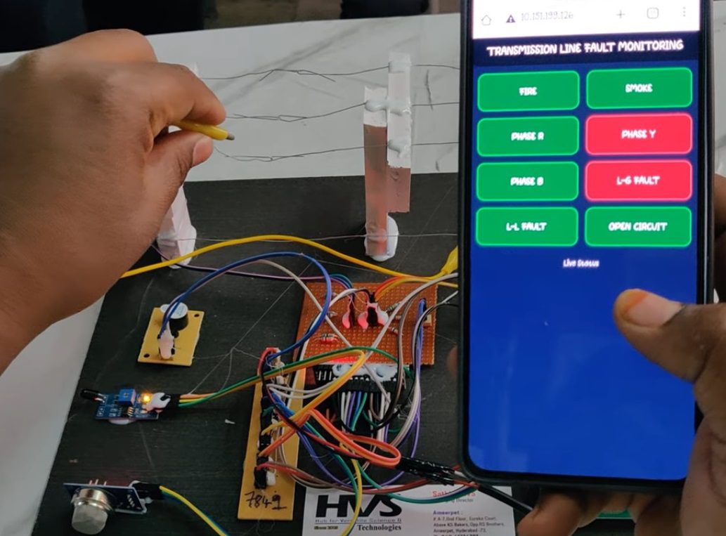 HVS-4807. IoT transmission line fault detection alarm system - L-L , L-G, Open circuit fault, Fire & Smoke alert.WEB