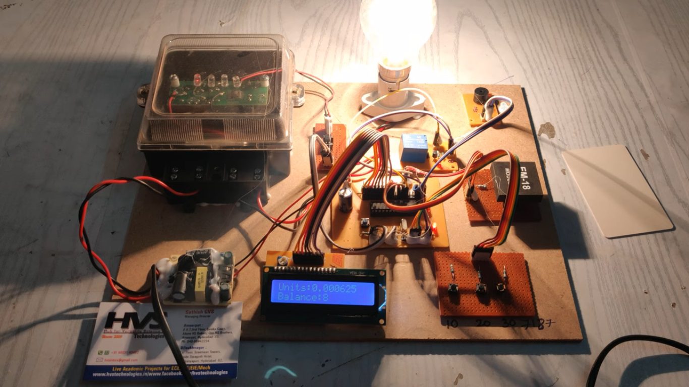HVS-4859. Construction of Prepaid Energy KWH Meter using PIC microcontroller and RFID.