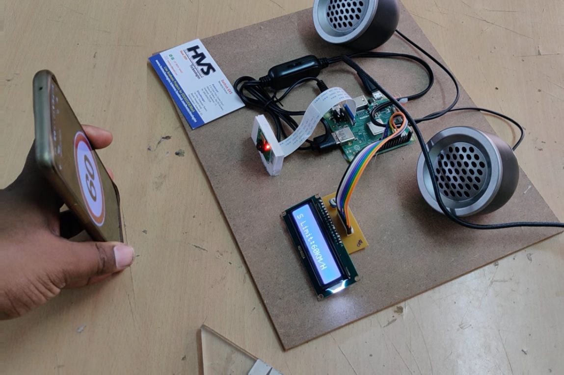 HVS-4962. Speed limit Traffic Sign detection using Raspberry pi ML with Voice announcing feature