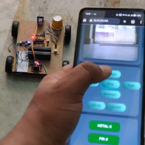 HVS-4941. IoT Surveillance Robot with Live Human being and Metal Detection Robot