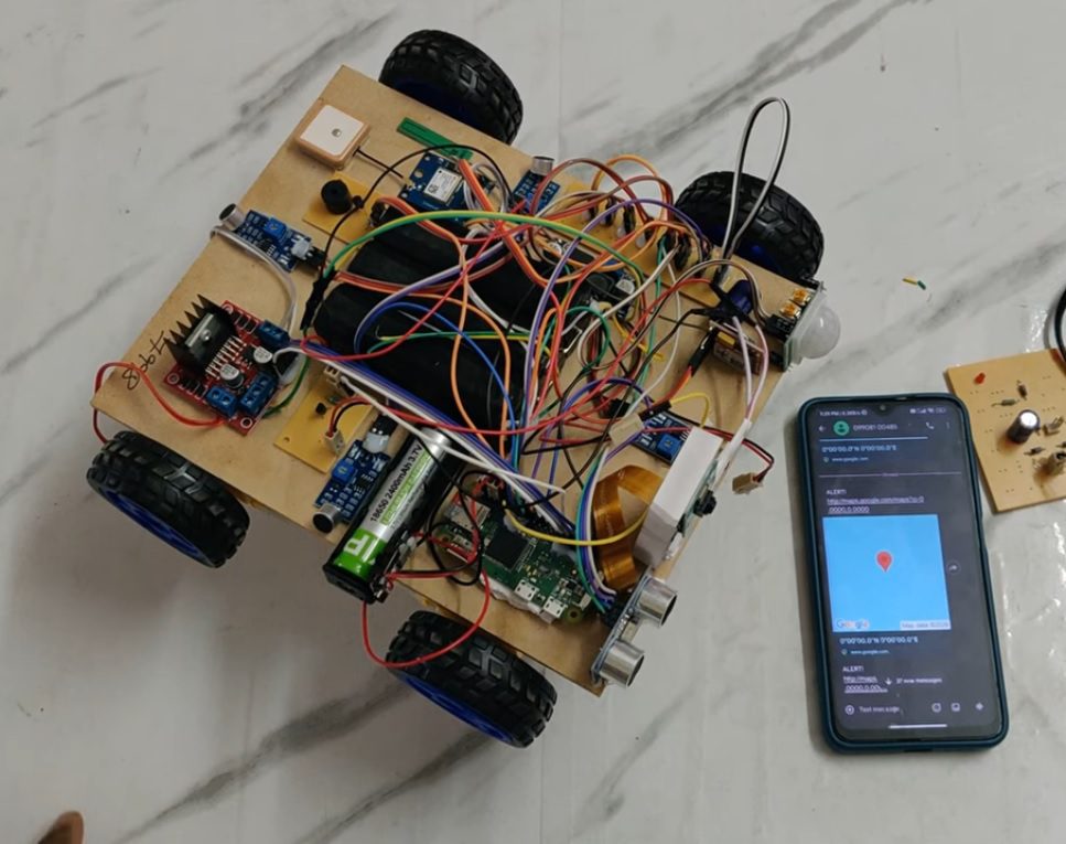 HVS-5011. Advanced Night patrolling Robot with video Email, SMS Alerts and Obstacle Avoiding.