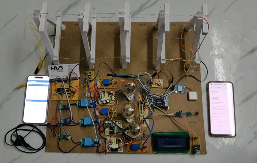 HVS-5015. Three phase transmission line fault detection and analysis with Thingspeak and GPS
