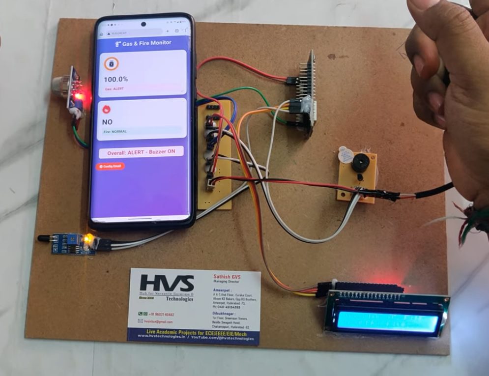 HVS-5020. IoT based GAS and Fire 🔥 detection with Email Alerts and Web monitoring.