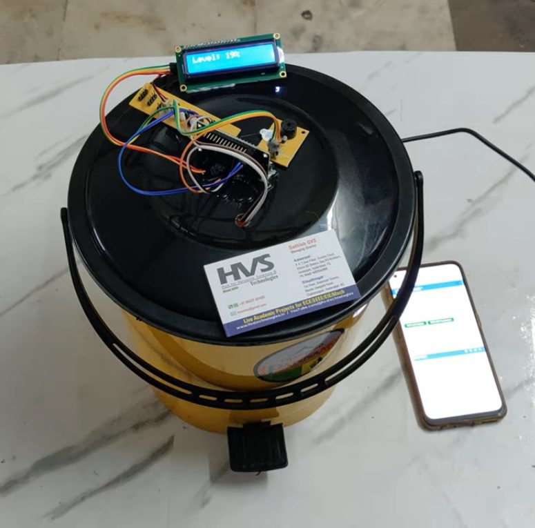 HVS-5022. IoT Smart Dustbin with Level Monitoring on Thingspeak and Email Alerts.