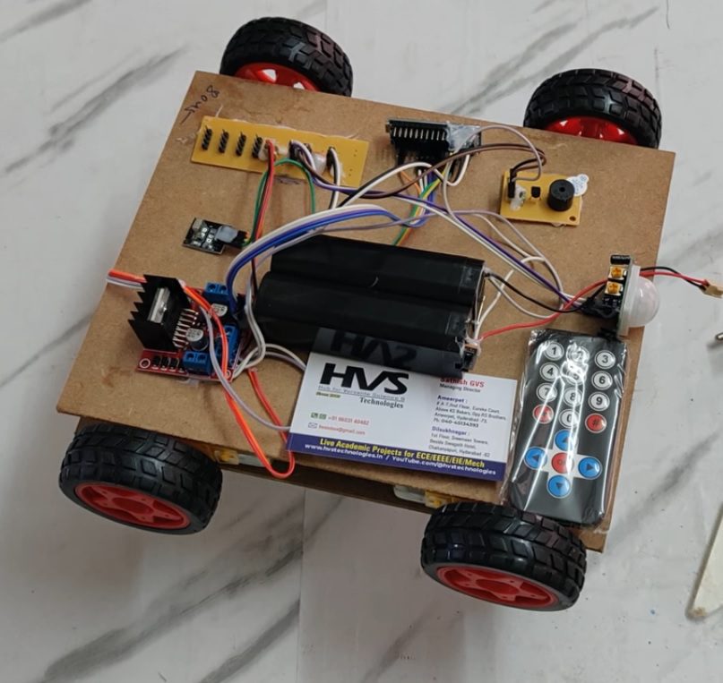 HVS-5027. Smart Rescue Robot for Human Detection through IR Remote control.