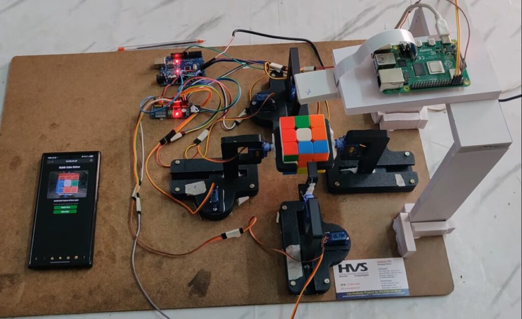 HVS-4999. Rubik's cube solver Robot - Raspberry pi, Pi camera and Image Processing.