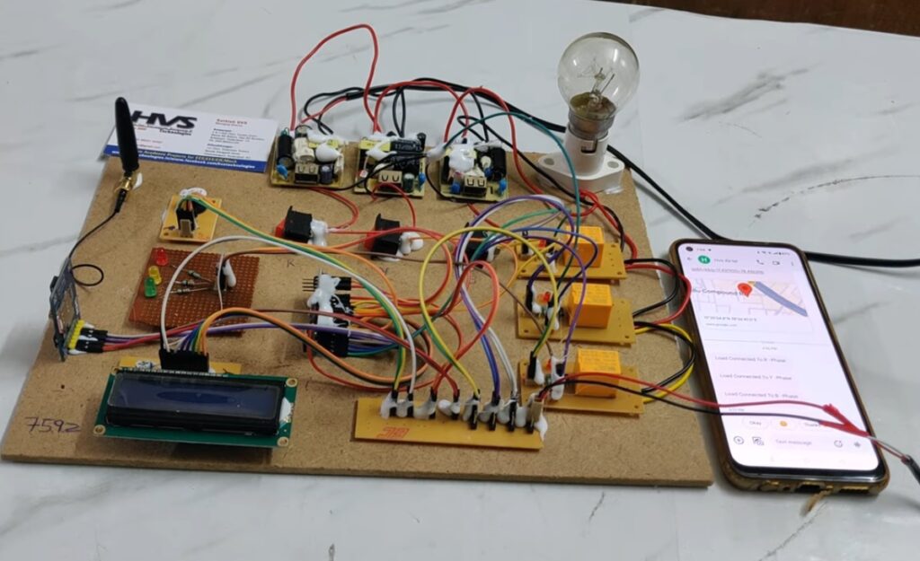 HVS-5064. Automatic Active Phase selector for single phase load from 3-phase supply with SMS Alerts and Arduino NANO