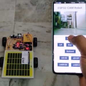 HVS-5056. Solar powered IoT Surveillance Robot with obstacle,  Metal detector and LASER