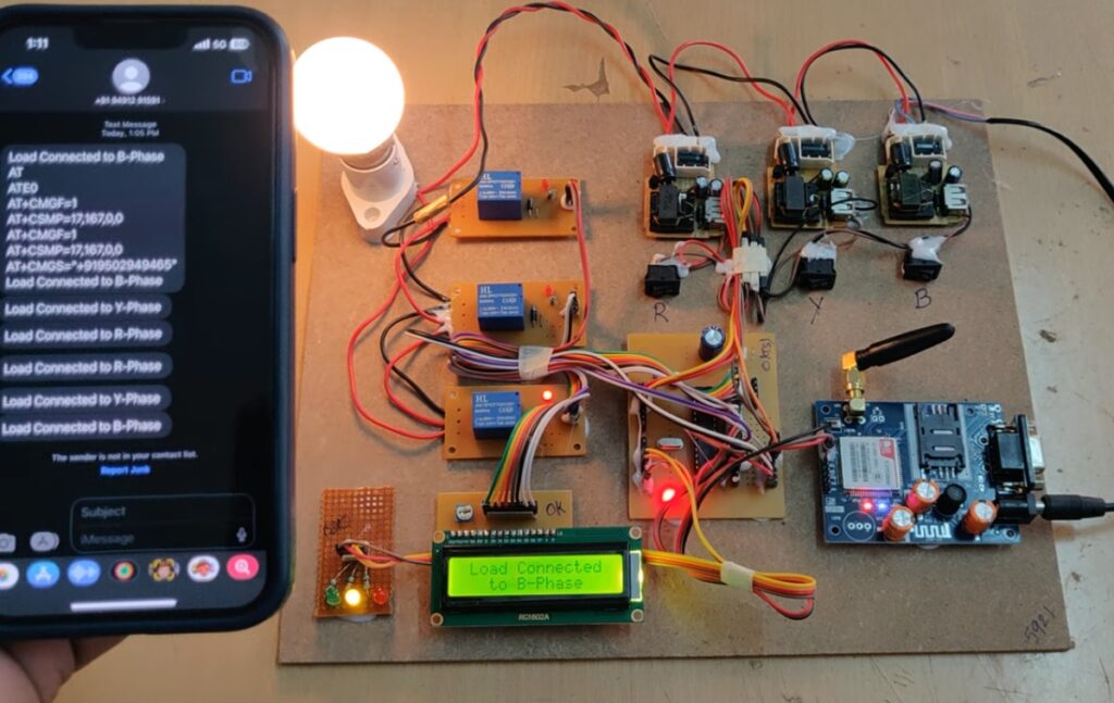 HVS-175. Automatic Active Phase selector for single phase load from three phase supply with SMS alert