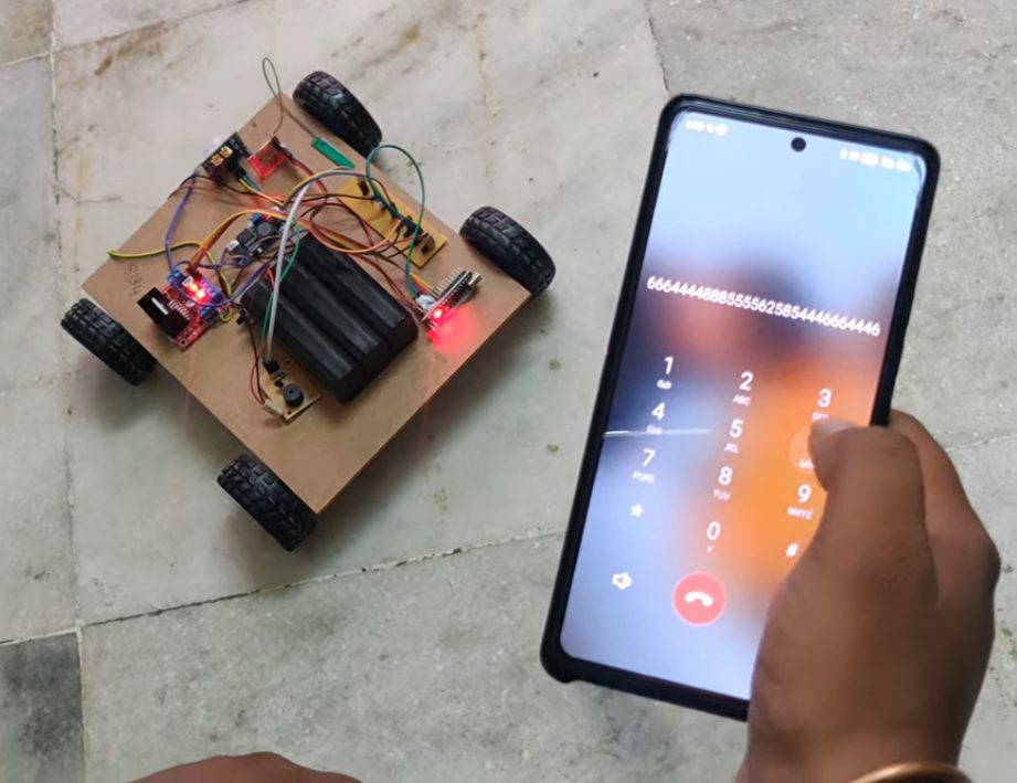 HVS-5089. Mobile Phone Controlled Live Human being and Bomb Detecting Robot