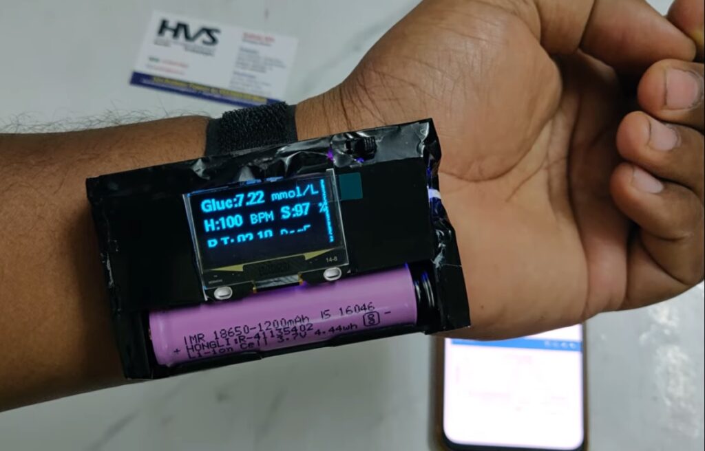HVS-5016. IoT Non-invasive Glucometer with Heart Rate, SPO2 and Temperature to Thingspeak Storing.