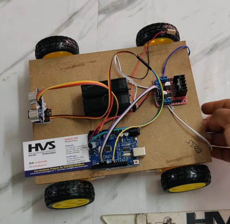 HVS-5019. Obstacle Avoiding car using Ultrasonic sensor | Intelligent Path Finder.