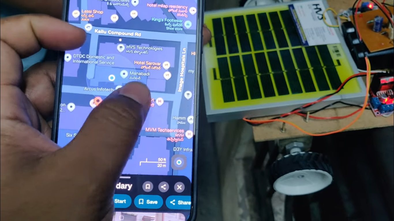 HVS-5041. Solar Power IoT-Based Web-Controlled Surveillance Robot with Live Streaming and Metal Detection
