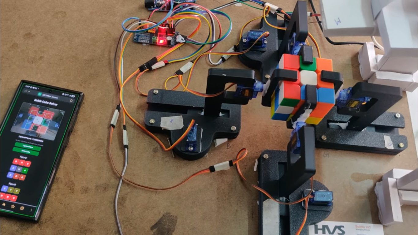 HVS-4999. Rubik's cube solver Robot - Raspberry pi, Pi camera and Image Processing.