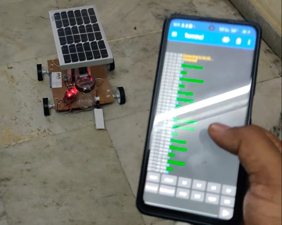 HVS-4995. Solar powered Seed Sprayer Control through Bluetooth Mobile