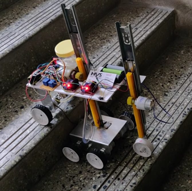 HVS-5045. Climbing Clean : A Robot That Masters the Stairs - Stairs Climbing and Cleaning Robot