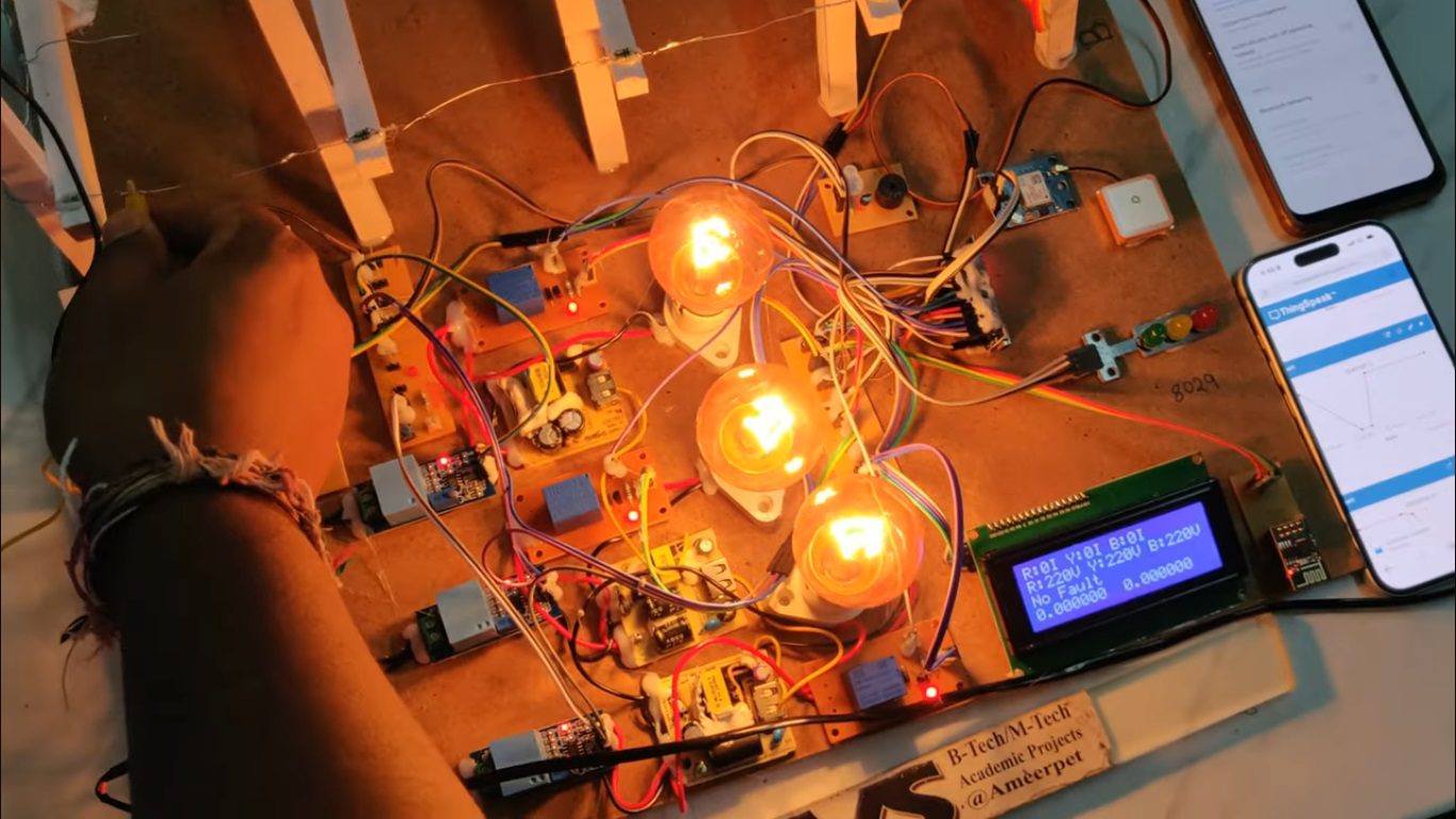 HVS-5015. Three phase transmission line fault detection and analysis with Thingspeak and GPS