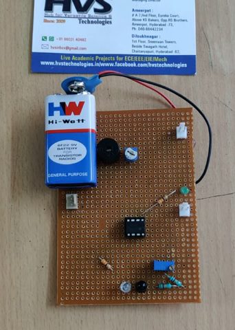 HVS-2796 Touch less Door Bell using IR sensor and LM358 comparator.