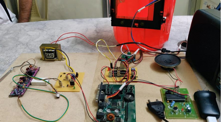 HVS-1946. Automatic Dam Gate Control System with Caution Alarm using ARM 7 LPC-2148.