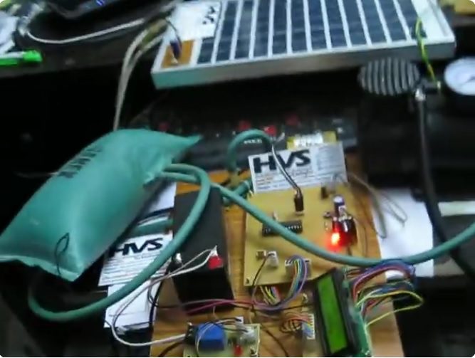 HVS-1963. Solar based air compressor pump for car bike tire inflate.