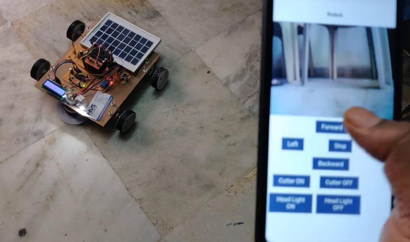 HVS-3286. IoT solar powered Grass cutter with Video streaming.