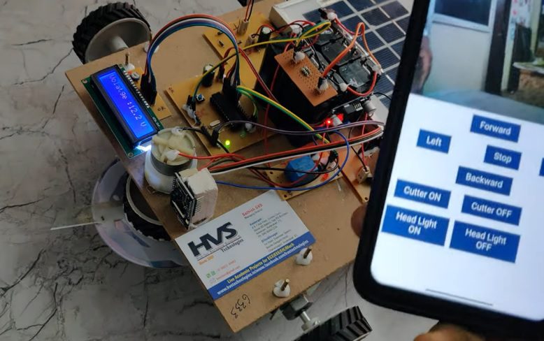 HVS-3286. IoT solar powered Grass cutter with Video streaming.