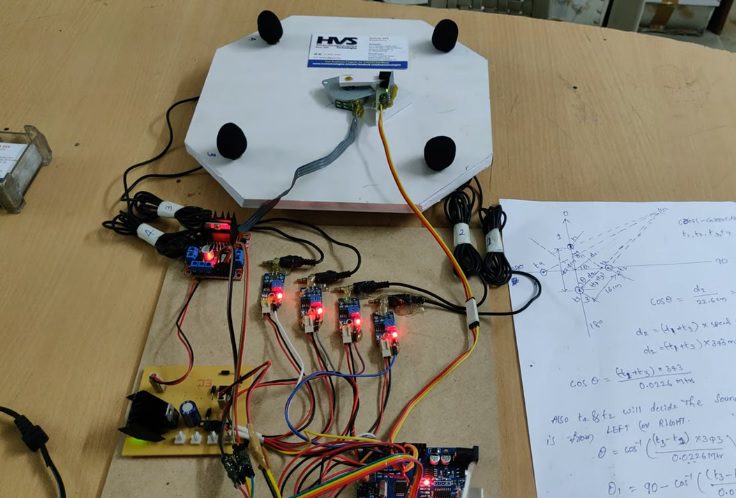 HVS-2776. Angle of Sound source estimation using microphones array - ARDUINO UNO, RASPBERRY PI, TDOA-1