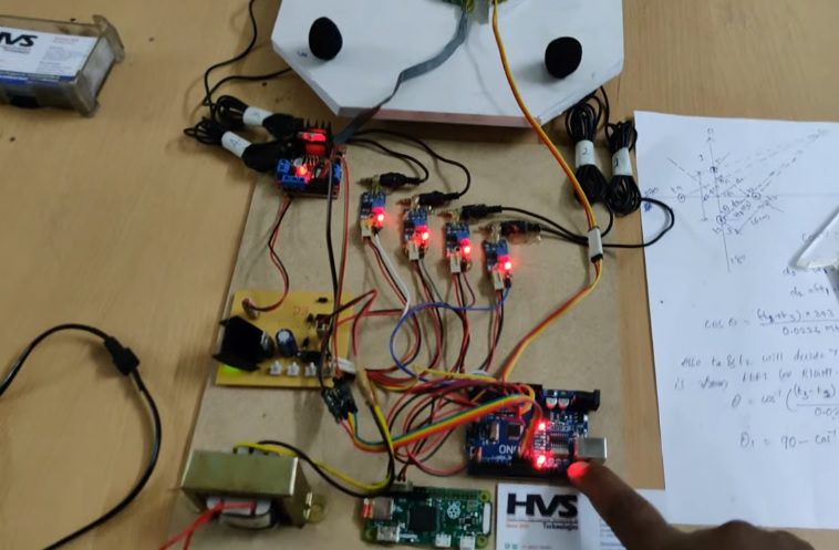 HVS-2776. Angle of Sound source estimation using microphones array - ARDUINO UNO, RASPBERRY PI, TDOA-1