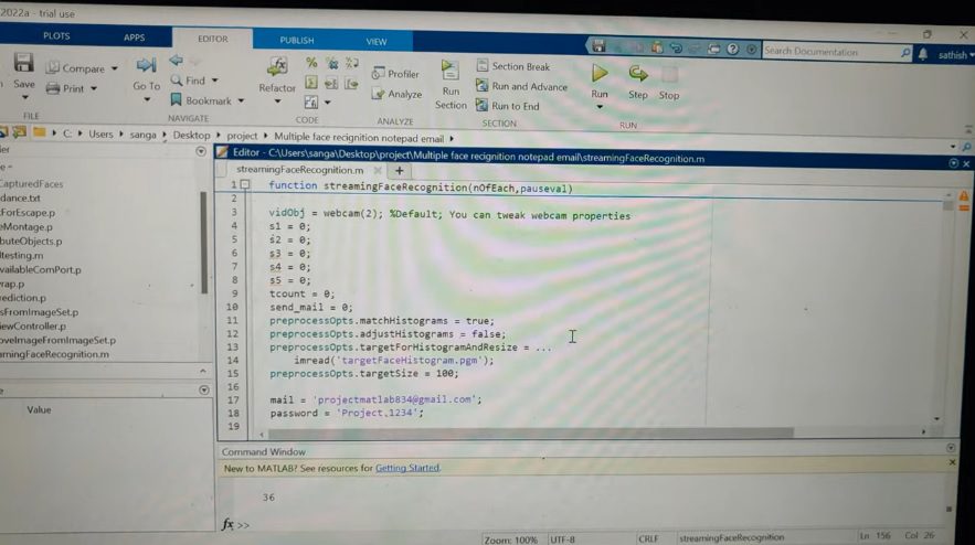 HVS-2834. Multiple face recognition for attendance using MATLAB with data logger and Email Alerts