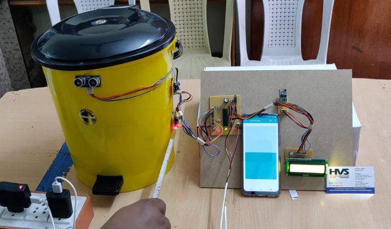HVS-3095. Smart Dustbin Using ESP8266 Blynk App Notification.