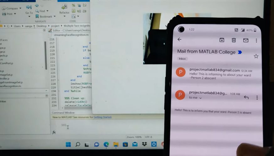 HVS-2834. Multiple face recognition for attendance using MATLAB with data logger and Email Alerts