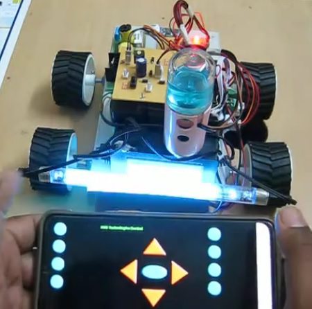 HVS-3110. Android Bluetooth Based Sanitization Robot with UV lamp.
