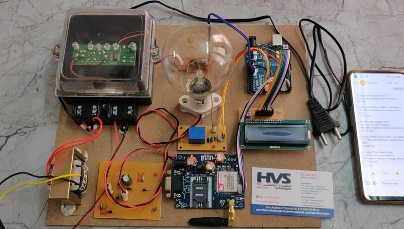 HVS-4261.Prepaid Energy meter using GSM and Arduino UNO.