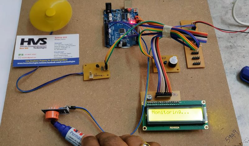 HVS-3418. Automatic Engine locking system using Arduino UNO with Alcohol sensing - Ignition control