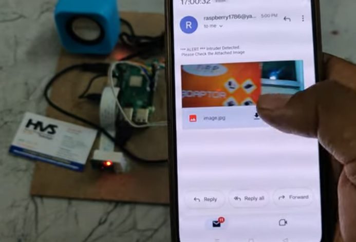 HVS-4249.Home Security System using PIR Sensor and PI Camera.